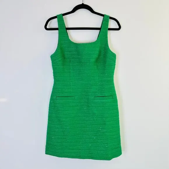 J. Crew Mini sheath dress in sequin tweed Summer Green